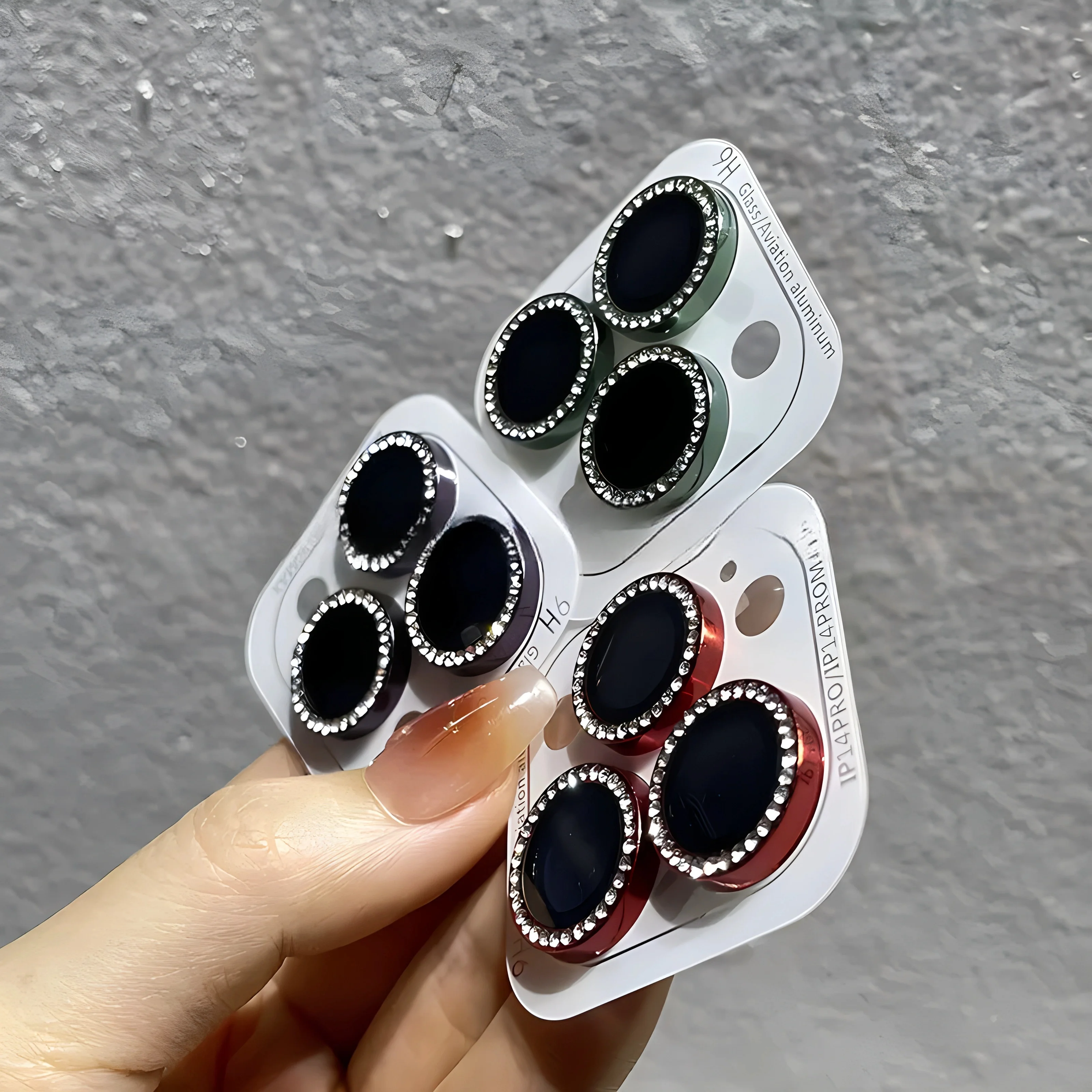 Diamond Flash Glitter Brick Camera Lens Protector with Metal Ring Finish