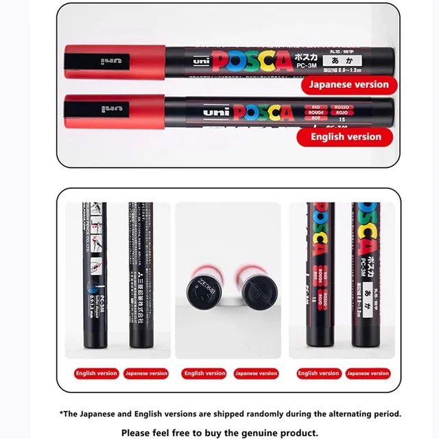 Uni Posca Acrylic Paint Marker Pens Set Plumones Marcadores Japanese Stationery PC-1M 3M 5M For Colores  Art Supplies Graffiti 3