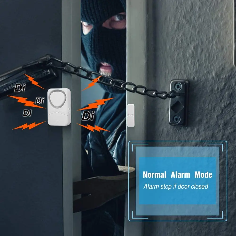 4-in-1 Door Window Sensor Sound Security Alarm Door Open Closed Detectors 110dB Magnetic Sensor Alarm Wireless
