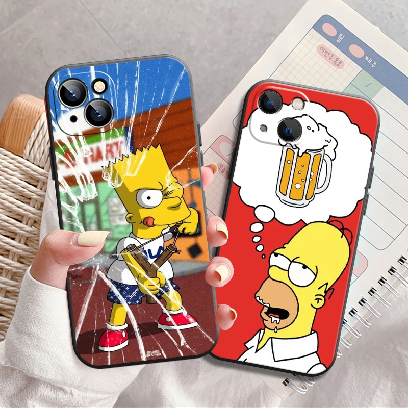 The Simpsons Funny Phone Case For iPhone 13 12 11 Pro 12 13 Mini X XR XS Max SE 6 6s 7 8 Plus Soft Liquid Silicon Carcasa Back 13 pro max case