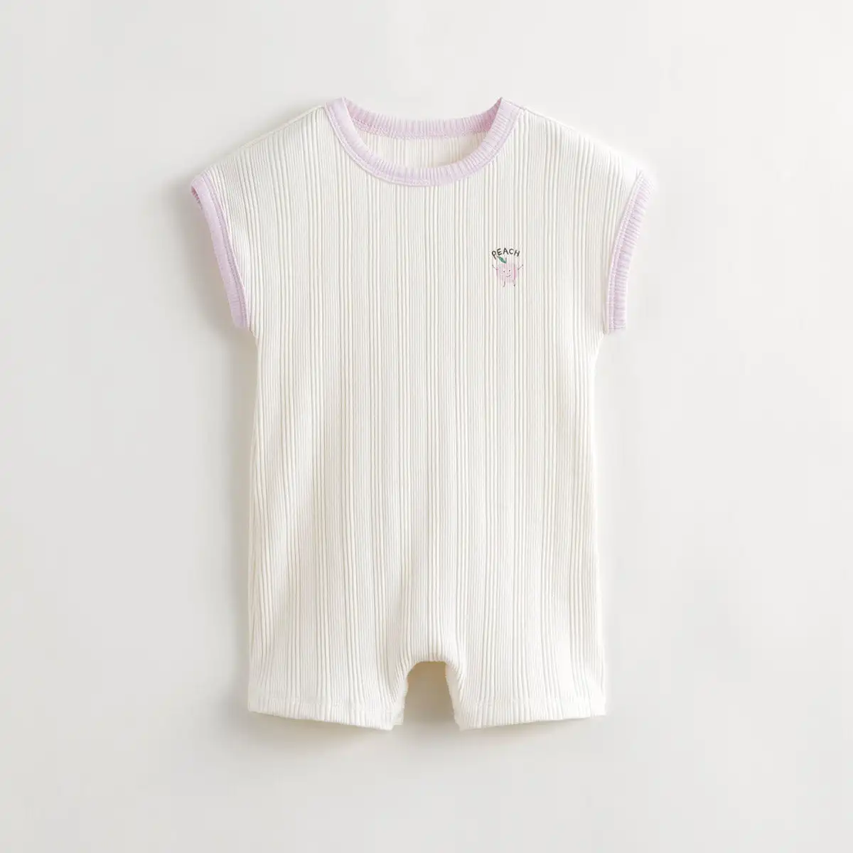 

MARC&JANIE Baby Girls Fun Printed Stretch Ribbed Short Sleeve Bodysuit Baby Crawler for Summer 240822