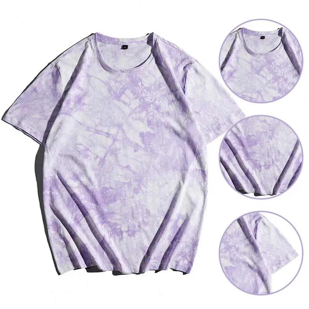 Comfortable Summer Tops Trendy Men's Tie Dye T-shirt Casual 3d Print Tee with Short Sleeves Summer Supply for Daily Wear Women summer women s short sleeved vintage t shirt street blouse shirt casual tops y2k top tie dye oversized tshirts print clothes 5xl