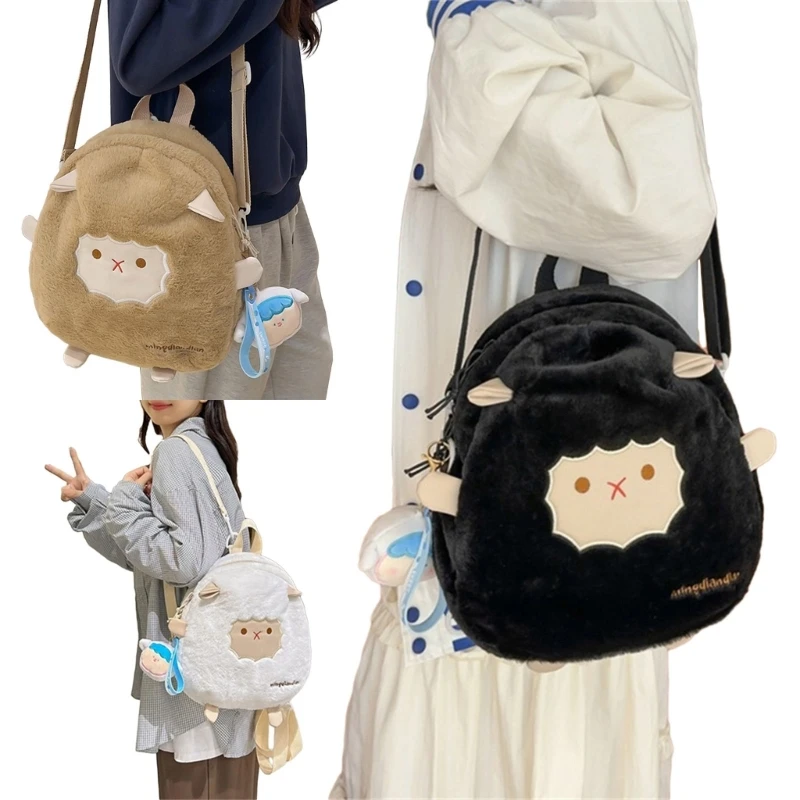 

Versatile Plush Crossbody Bag with Adjustable Strap Shoulder Bags Backpack for Men and Women