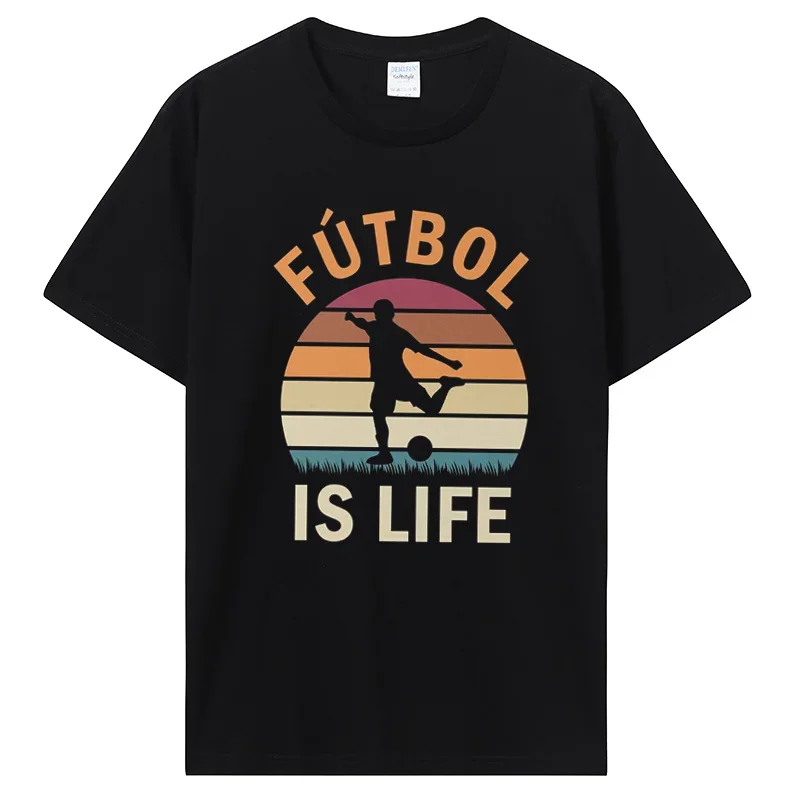 Футболка мужская хлопковая с принтом, винтажная Ретро футболка с изображением любителей футбола и заката, одежда для футбола