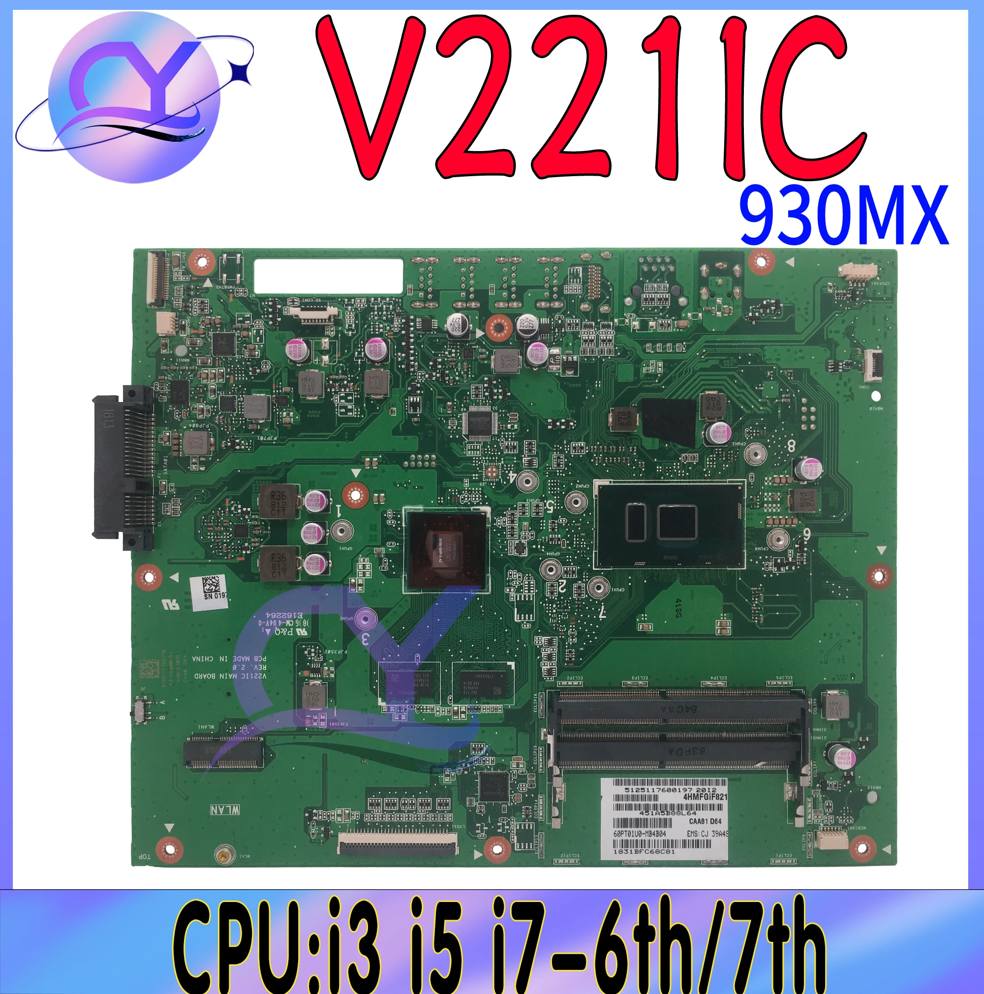 

V221IC Notebook Mainboard For ASUS Vivo AiO V221ID V221 V221ICUK Laptop Motherboard With i3 i5 i7-6th/7th 930MX 100% test well