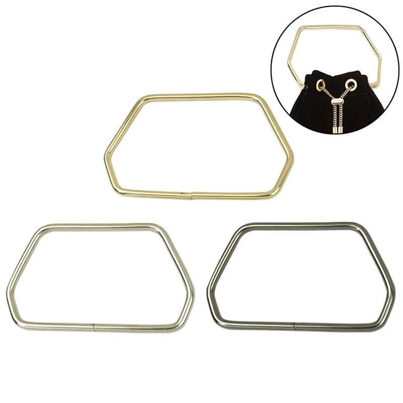 Maniglia in metallo trapezoidale esagonale da 11,7 cm per borse Borsa fai da te Accessorio Borsa Tracolla Oro Argento Telaio per borsa Hardware per bagagli - immagine 2