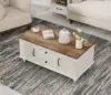 Modern Coffee Table with Storage Cabinet, White Coffee Tables for Living Room, Wood Rectangle Center Table with Drawer, White 4
