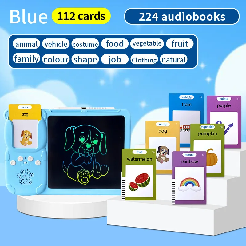 2 in 1 Talking Flash Cards Early Educational Toys LCD Writing Tablet Drawing Board Toys Preschool Learning Machine Gift 3