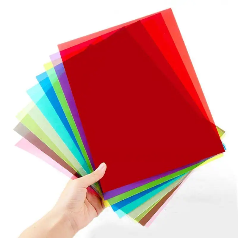 Plastic sheet light filter gel film A4 Transparent Plastic Sheet Colour Acetate PVC Sheet 0.3mm Thickness Photography Flash Color Filter Multipurpose Gel Film
