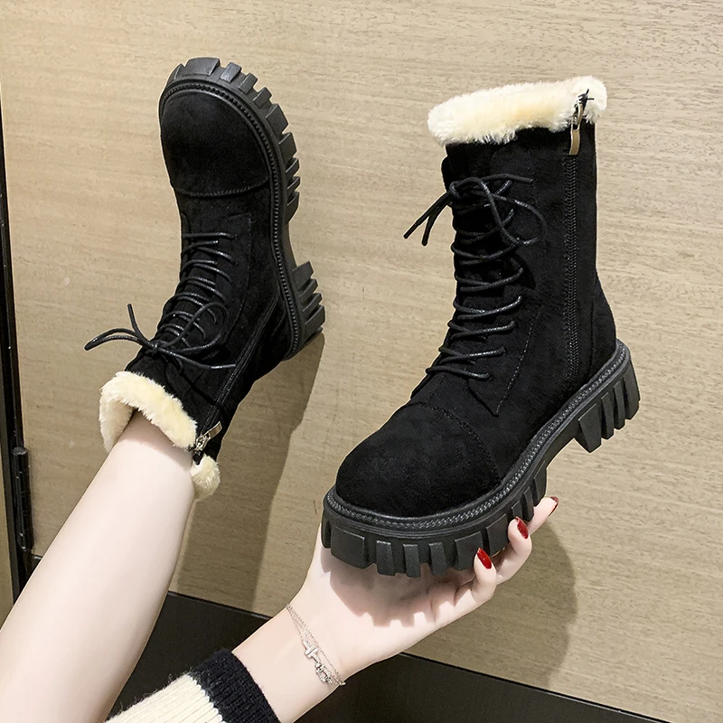 Women's Snow Boots Faux Suede New Large Size Thickening Warm Women Winter Boots Casual New Fashion Ankle Boots Botas De Mujer