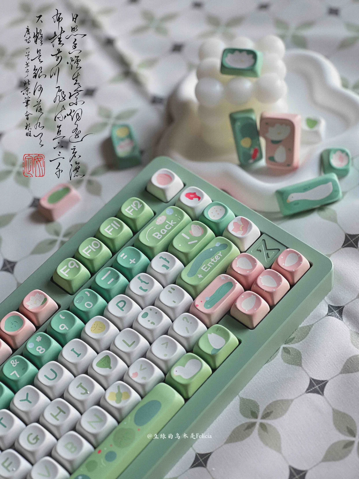 Theme, Pbt Altura, Teclado Mecânico, Bonito, Personalizado, Sublimação, Branco