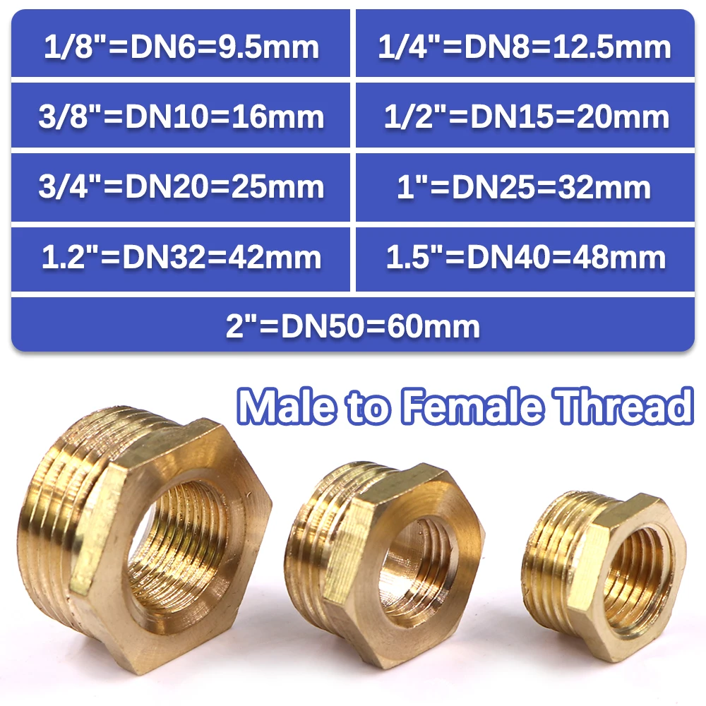 Brass Pipe Fittings Male to Female Thread Reducing Hexagon Bush Bushing For Fuel Water Gas Oil 1/8" 1/4" 3/8" 1/2" 3/4" 1" 1.5" 2" pipe fitting,water pipe fitting,hose pipe fitting