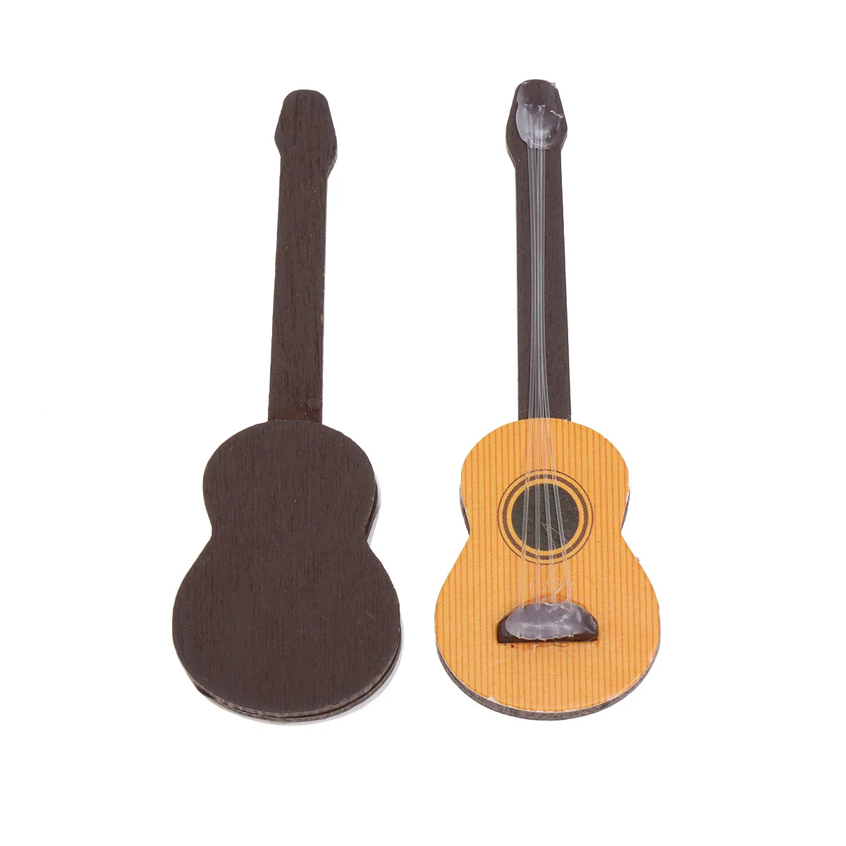 

2 Pcs Decorate House Desktop Wooden Miniatures Guitar Instrument Figurines Ornemant