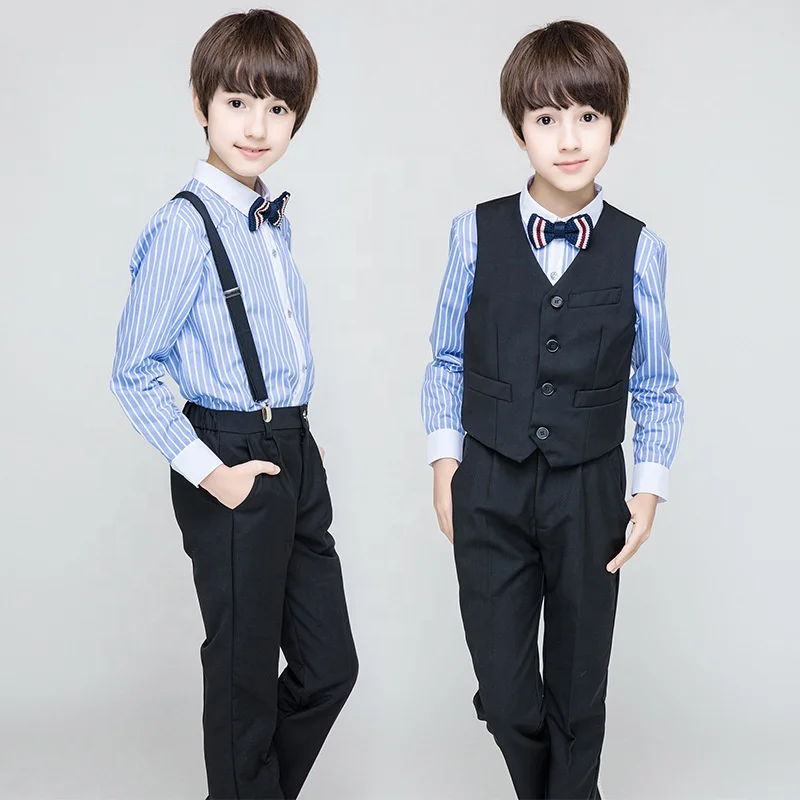 

New Fashion Spring Autumn Boys Children Strap Coat Shirt Pants Boys Suit