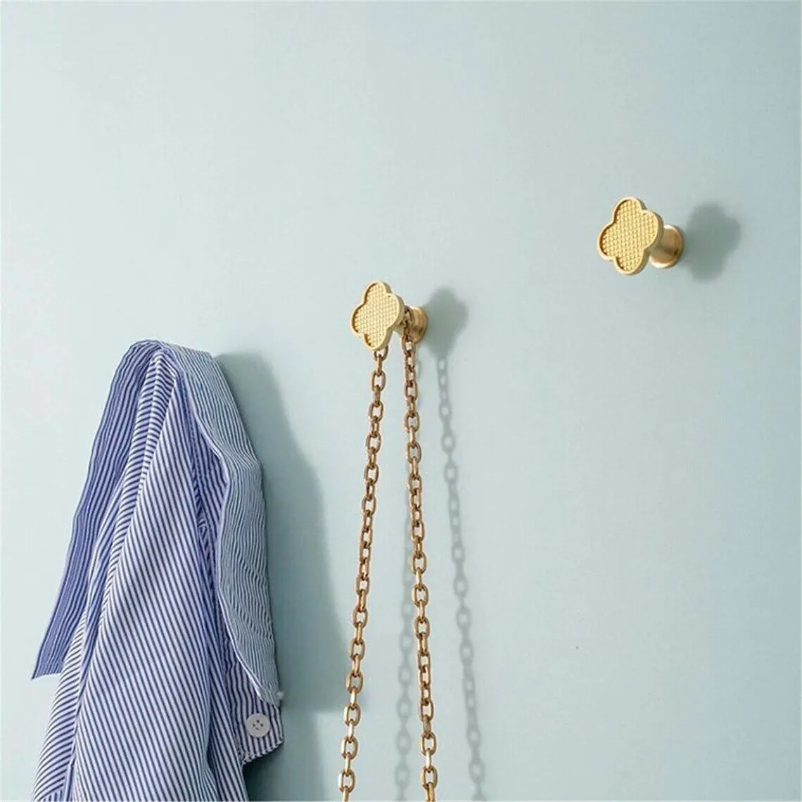 Solid Brass Four-leaf Clover Wall Mounted Coat Hooks Home Decorative Hallway Bags Keys Clothes Hangers Bathroom Towel Hook 6