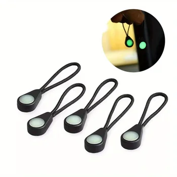 5Pcs Luminous Zipper Head Pull Rope Glow in The Dark Zipper Head Anti-lost Backpack Clothes Jackets Slider DIY Sewing Tool