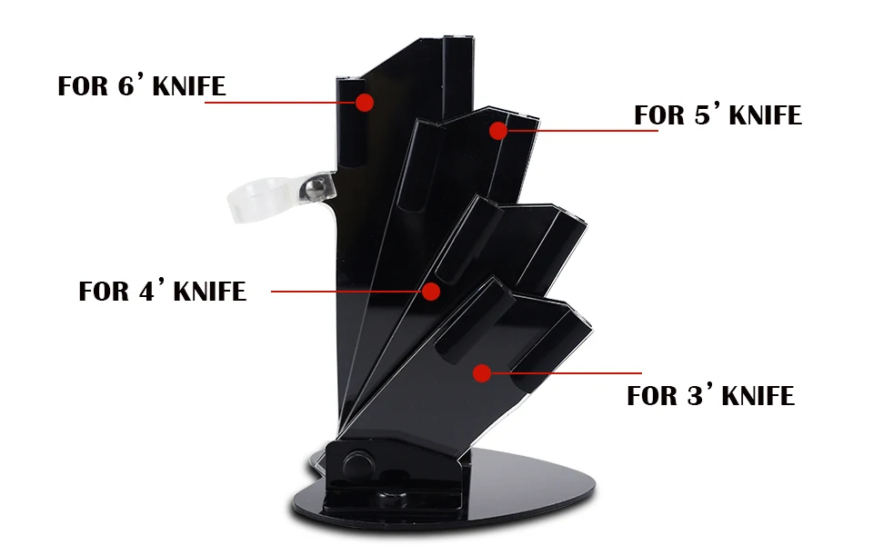 Description Picture 5 of itemacrylic Black knife holder for 3" 4" 5" 6" knife + peeler knife blocks stand for ceramic knife set kitchen accessory