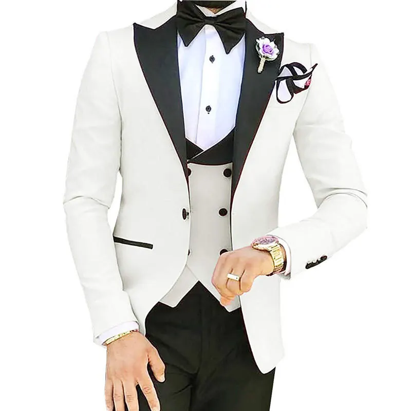 Pink Plus-size Business Casual Suit Three-piece Bridegroom Best Man Wedding Banquet Suit Man S--7XL