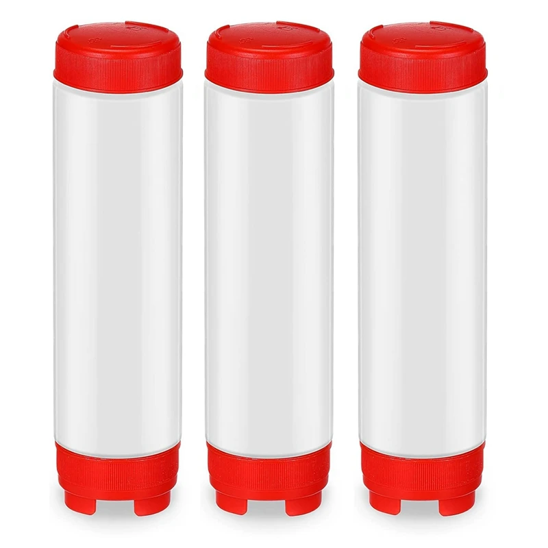 

16 Oz Inverted Squeeze Bottles Refillable Tip Large Valve Dispenser For Sauces Ketchup