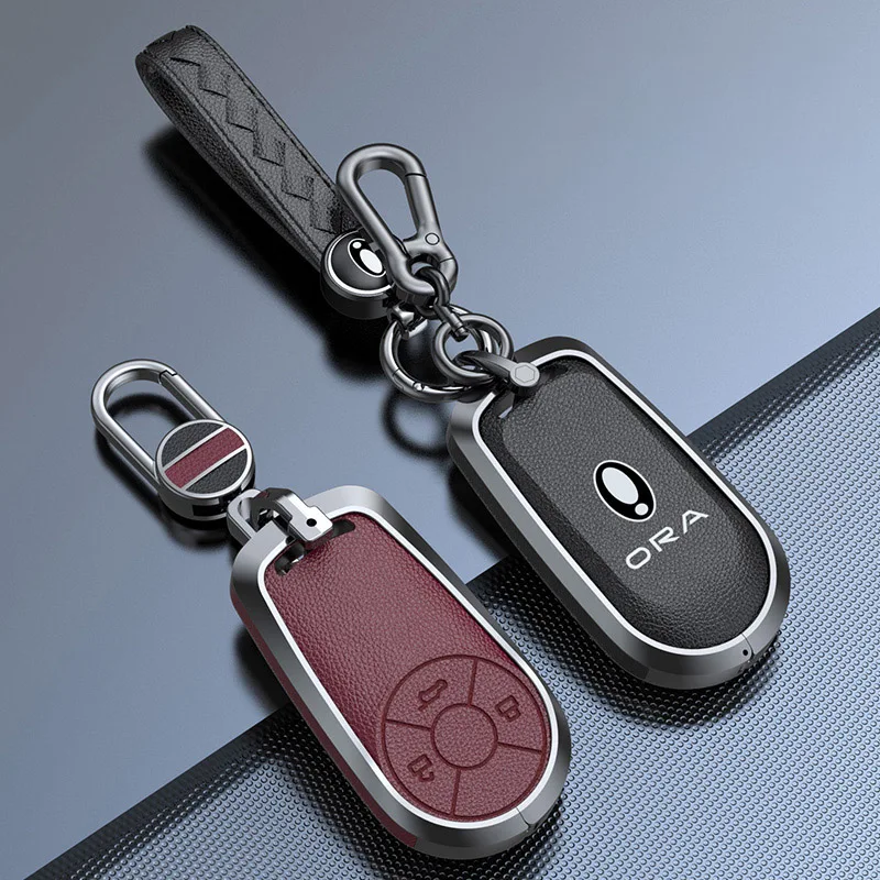 Zinc Alloy Car Key Case Cover For Greatwall Ora Good Cat GT Lightning Cat Ballet Protection Keychain Keyless Accessories key case key case cover car key shell car key chain