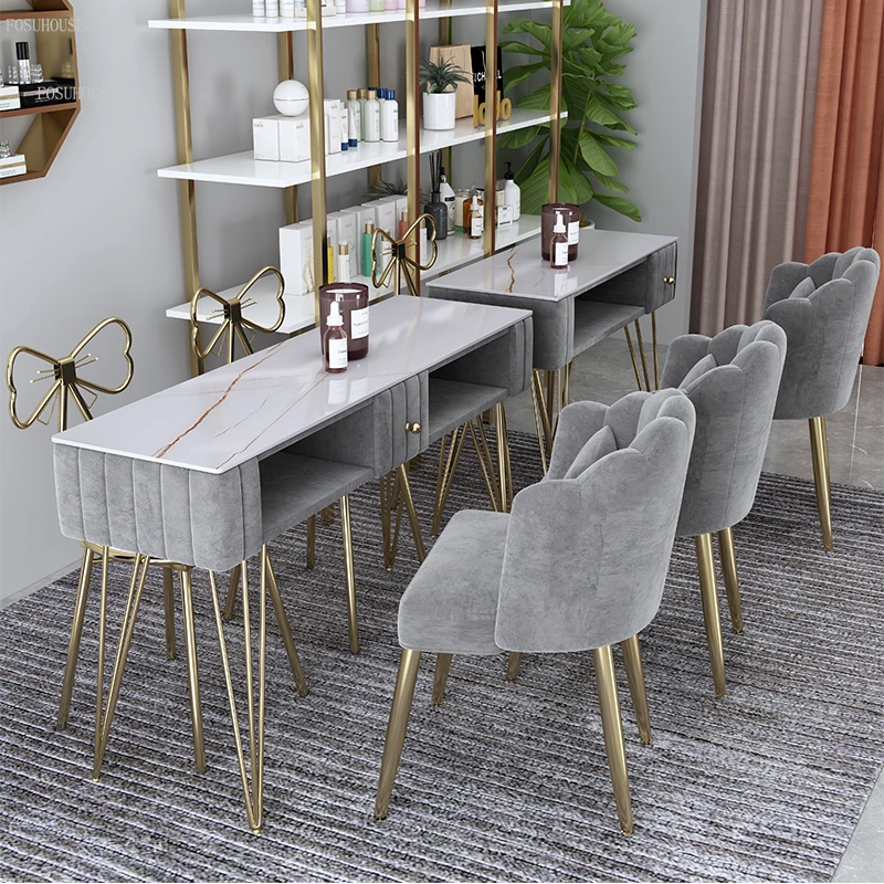 Italian Nail Tables Light Luxury Salon Furniture Nail Manicure Tables Creative Designer Shop Double-layer Manicure Table