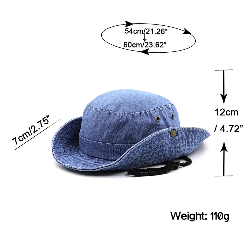 Blue Cowboy Bucket Hat | Denim Bucket Hat Men | Denim