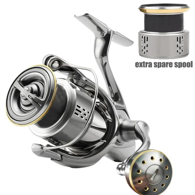 STELLA'Same design Spinning Fishing Reel 9+1BEARINGS Saltwater Fishing Tackle Rxtra spare spool MAX DRAG 55(LB) SG1000-SG6000 Big knob silver