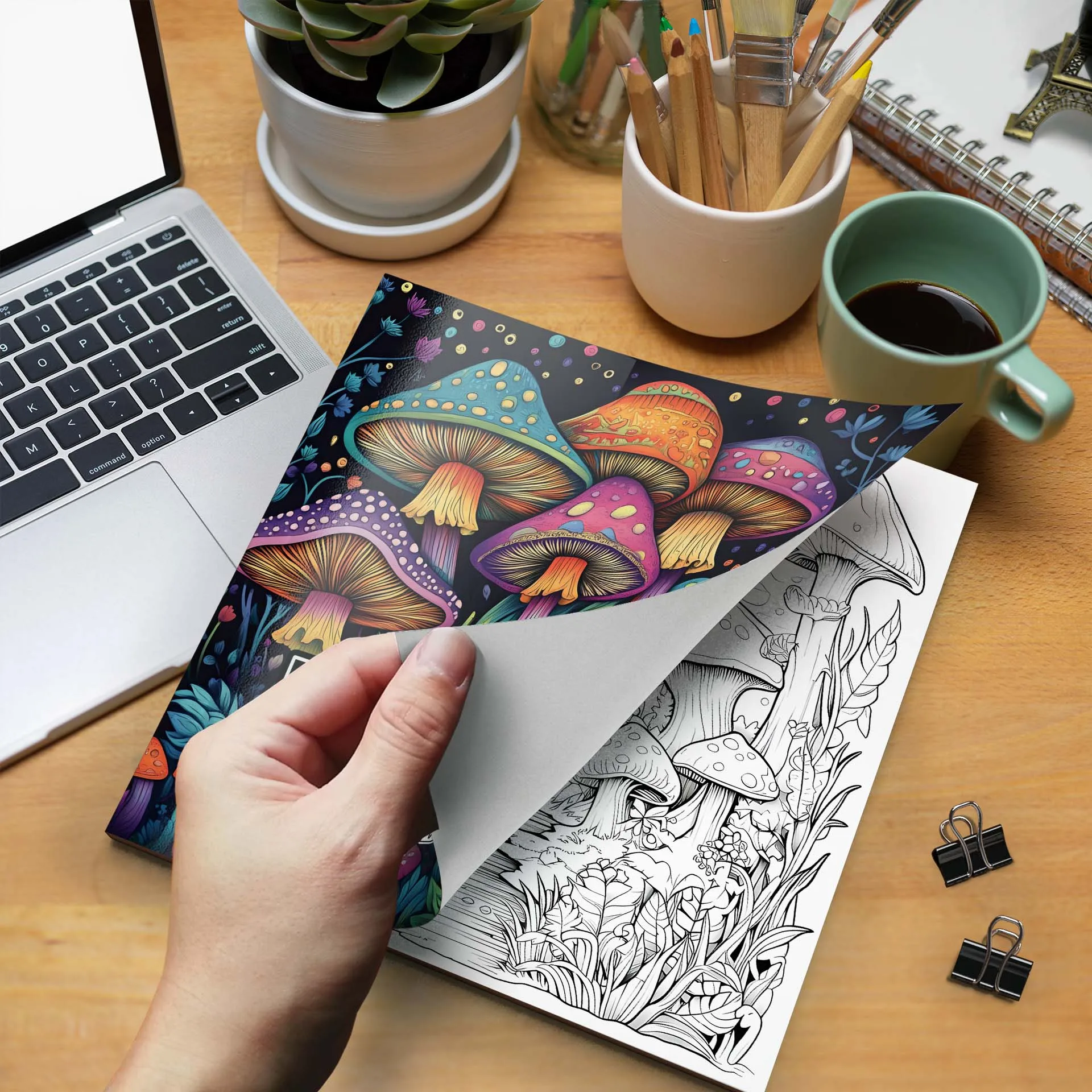 Fungi Coloring Book 24 Page Adult Picture Books Gift For Birthday Party Relieve Stress Kill Time Graffiti Painting Drawing Art 6