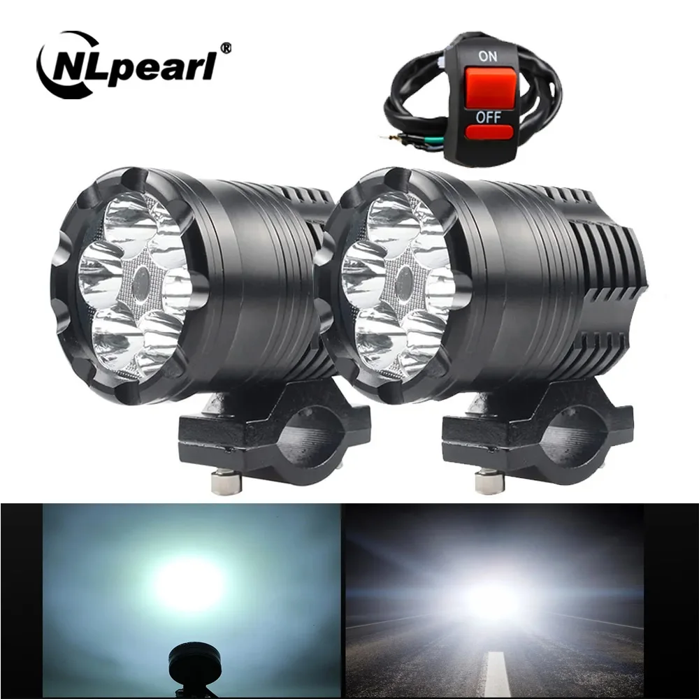 motorcycle led lights 60W Motorcycle LED Headlight Spotlight Universal Moto Spotlight Additional LED Auxiliary Faro Moto Assemblie Lamp