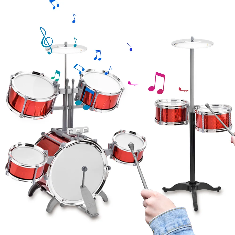 

Drum Set Jazz Drum Kit with Stool 7 Drums Musical Percussion Instruments Holiday Gifts PVC Drumhead Holiday Gifts