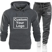 Autumn Men's Casual Tracksuit  DIY Hoodies Design Your Logo Set Sweatsuits Jogger Pant Suits Athletic Sports Casual Outfits 2