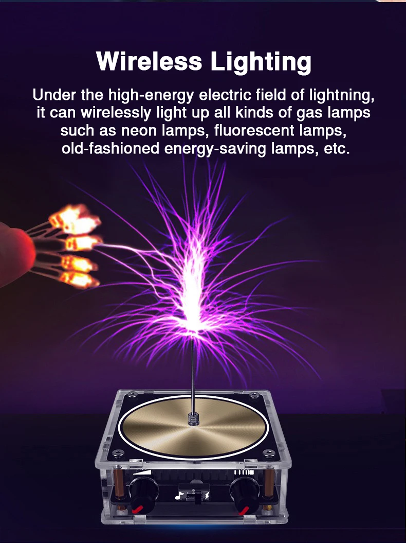 Music Tesla Coil Bluetooth/AUX Dual Mode Music Box Artificial Lightning Touchabl