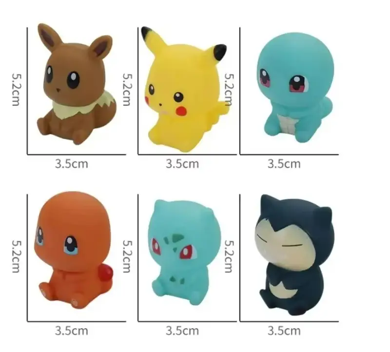 Pokemon 6pcs/set Baby Bathroom Toys Pikachu Bulbasaur Charmander Squirtle Eevee Action Figure Soft Vocal Kids Bath Doll Gifts - Image 5