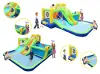 7 in1 Inflatable slide water park bouncing house outdoor garden bouncer with Whack a mole games & Splash pool & Target games & W 5