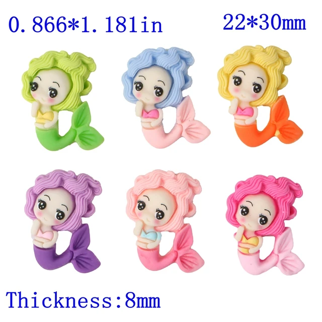 Aranyos Sellő Hercegnő Lapos Hátsó Gyanta Kabochonok Scrapbooking Diy Ékszer -Kézműves Dekorációs Kiegészítők 6Dcs -Hq02 - Image 2