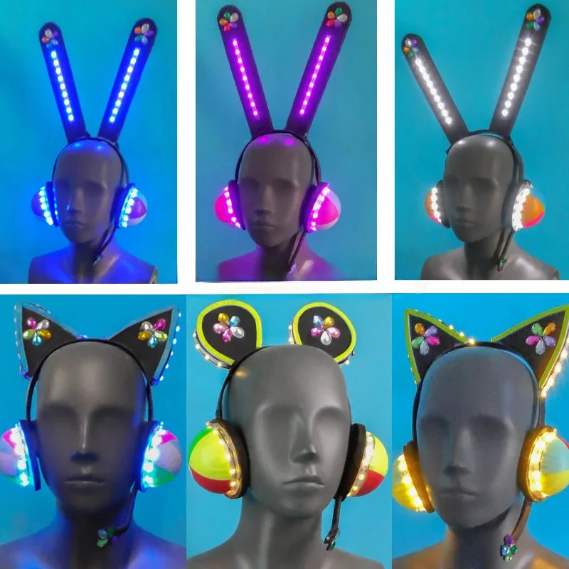 

Аксессуары для косплея по Интернету аниме, игровая гарнитура со вспышкой, наушники с кошачьими ушками, реквизит для Хэллоуина