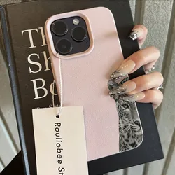 Elegant Black Cheetah Lychee - Textured Soft Phone Case - iPhone 15 (Pink)