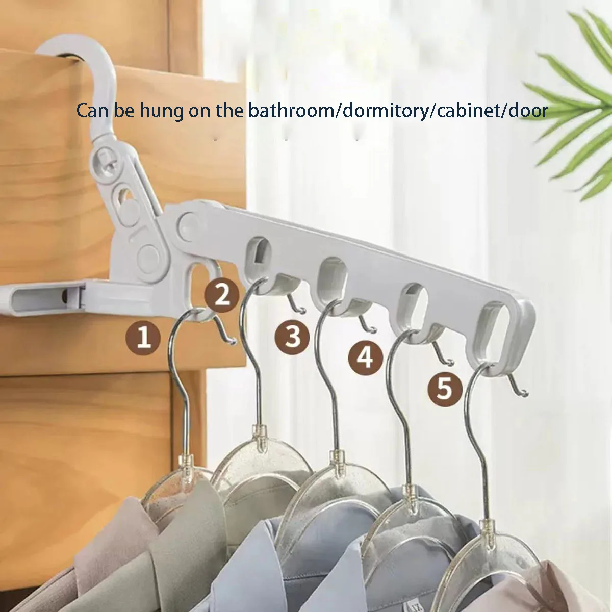 Portable Foldable Travel Hanger Folding Clothes Drying Rack Travel Hangers Hanging Rack with 5 Holes for Hotel Camping Travel 3