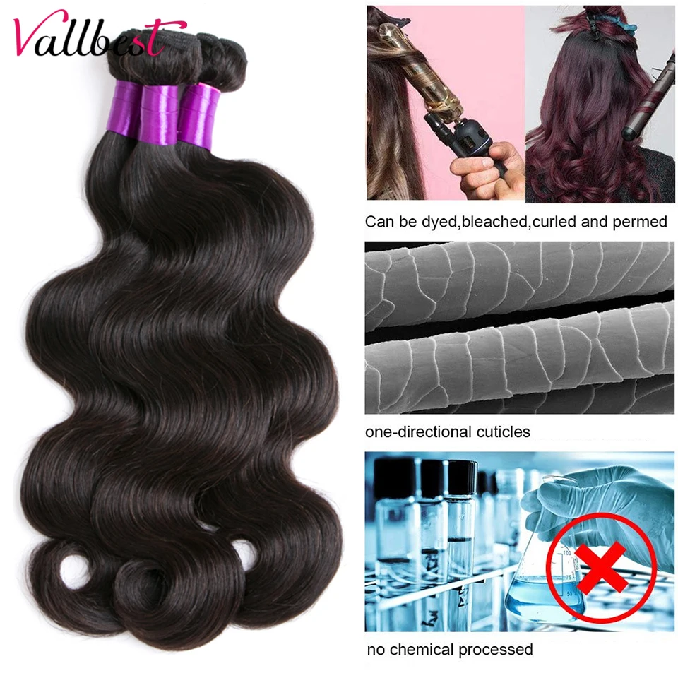 Vallbest Peruvian Body Wave Bundles Remy Wavy Human Hair Extensions 3 4 Bundles Deals 100% Body Wave Human Hair Bundles 3
