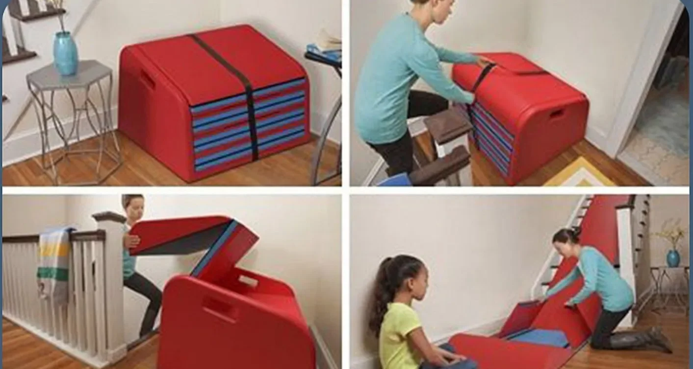 Foldable Floor Stair Slide for Kids collapsible Safe Slide Way Handmade on Stairs