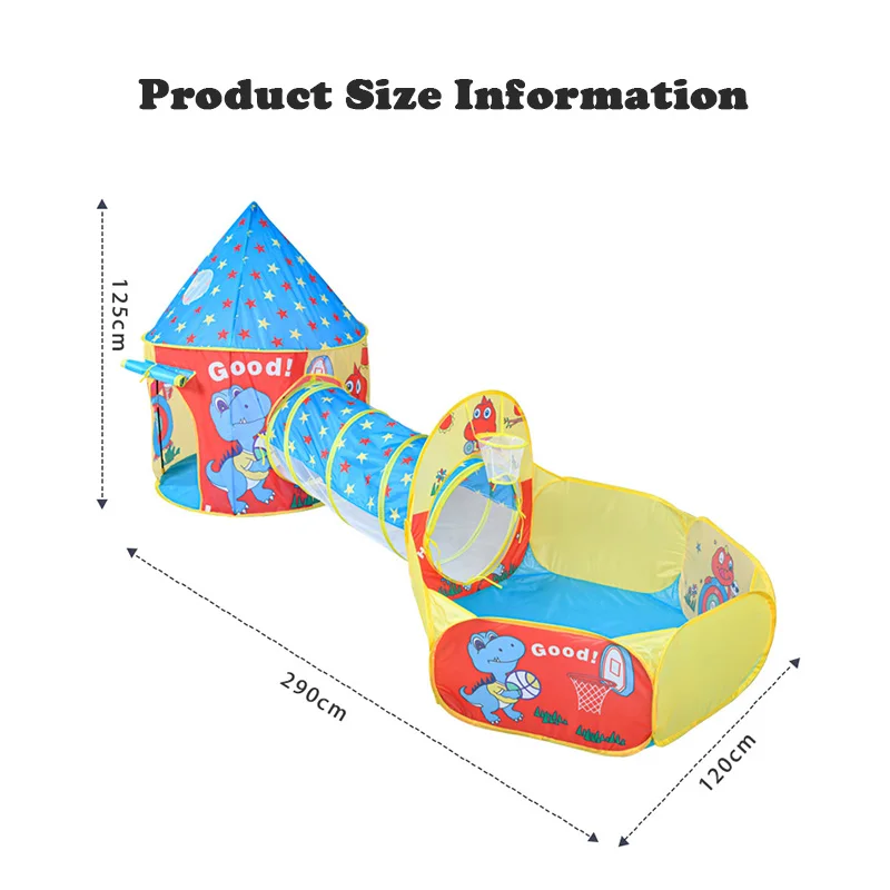 Portable Children's Tent Beach Toys Cartoon Ball Pool Kids Tent 3 in 1 Pop-up Tent Play House Outdoor Child Teepee Toy Tents 6