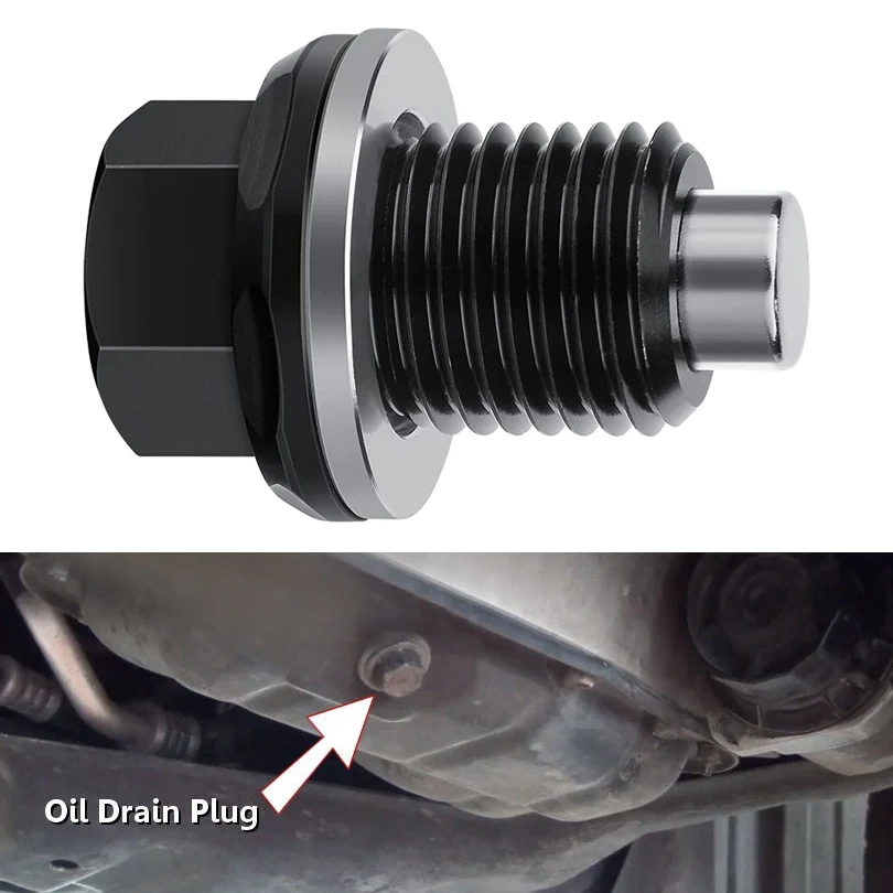 Magnetic oil drain plug M14 x 1.5 Aluminum Magnetic Oil Drain Plug Fit for Honda / Ford / Hyundai Crush Washer Gasket Universal