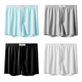 남성용 아이스 실크 비치 팬츠, 부드럽고 편안하며 통기성, 다기능 반바지, 수면 바지, 주름이나 변형 없음