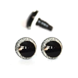 Set of 20 Colorful Round Cartoon Glitter Toy Safety Eyes with Washers - 25mm (Silver)