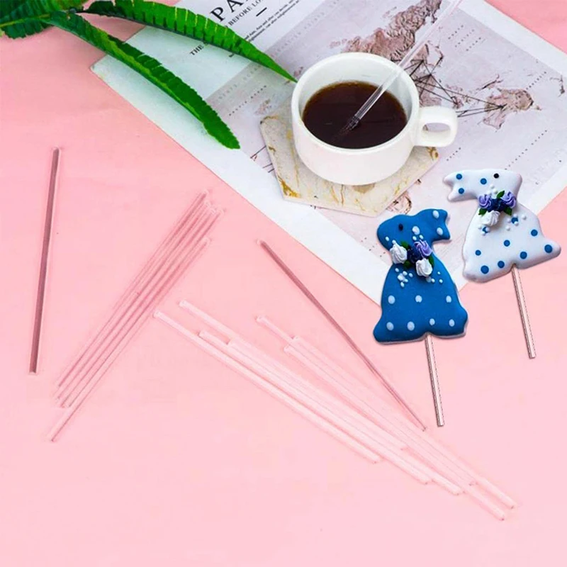 50 Pcs Transparent Acrylic Sticks Reusable Cake Pops Stick For Making Lollipops Cake Pops Candy Dessert Chocolate cake baking tools cake making tools lollipop sticks