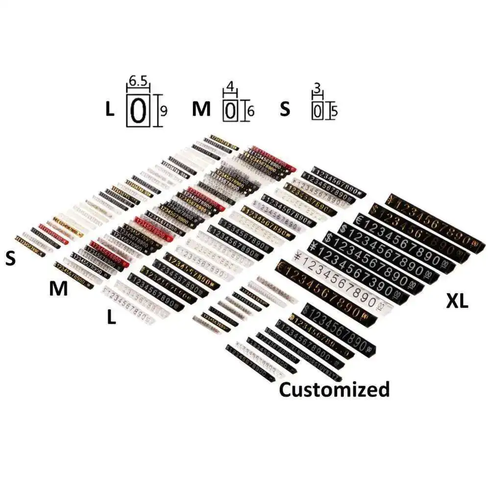 9x6.5mm L Plastic Cubes Price Display Tags Adjustable Number Stand Frame Label Jewelry Showcase Counter Price Display price display stand