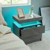 Grey Night Stand Set 2 Modern Bedside Tables with 2 Drawers Bedroom Night Stands Set of 2 LED Night Stand for Bedroom 4