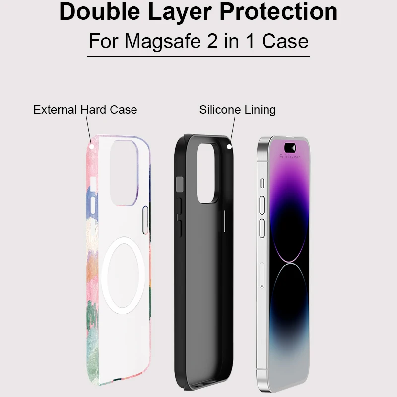 Fcicicase Colorful Painting Phone Case For iPhone 17 16 15 Pro Max 14 Plus 13 12 11 Acrylic Magnetic Matte For Magsafe Cover 3