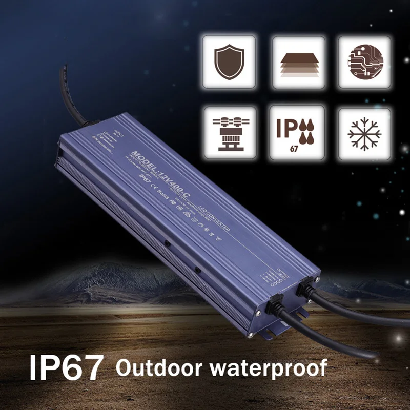 Description Picture 3 of itemSwitching Power Supply AC 170V-265V to DC 12V 24V 36W 200W 400W 500W Outdoor LED Light Transformer IP67 Waterproof