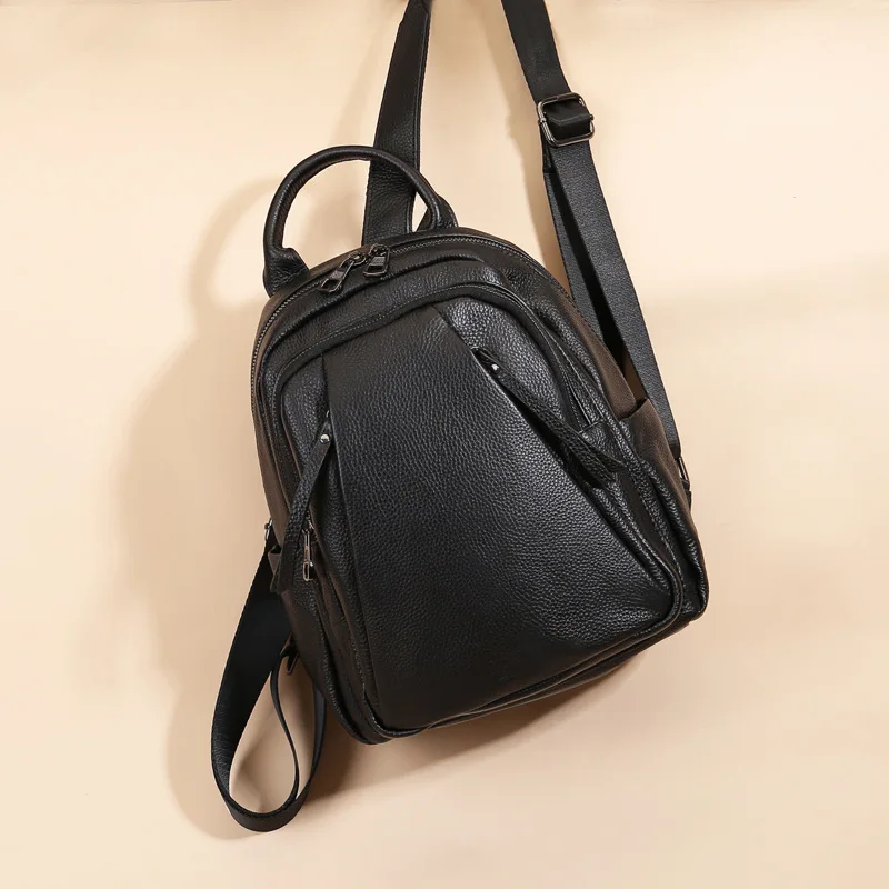 

Nesitu New High Quality Black Top Grain Genuine Leather Women's Backpack Cowhide Girl Female Travel Bag Lady M2313